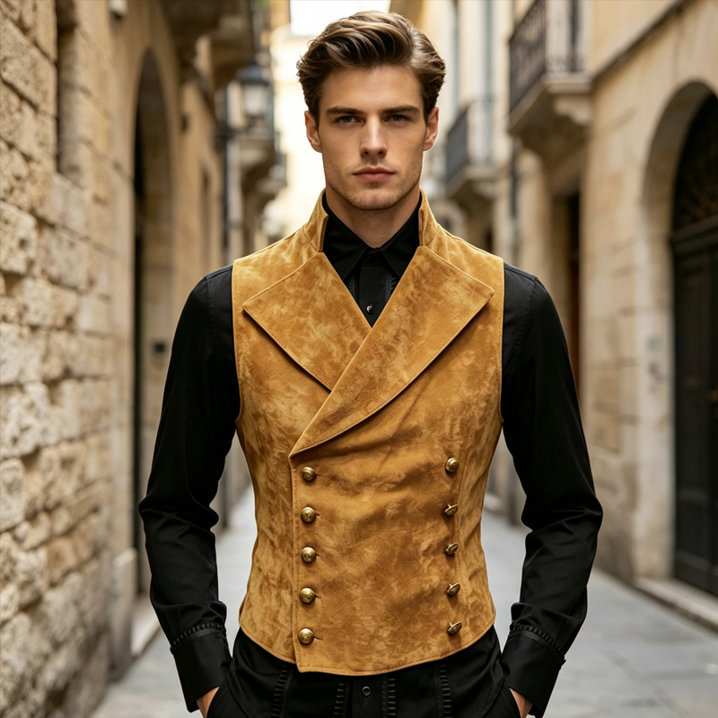 Erkek Retro Süet Yelek, Yaka D - Men'S Formal Wear Waistcoat incelemesi ve fiyatı