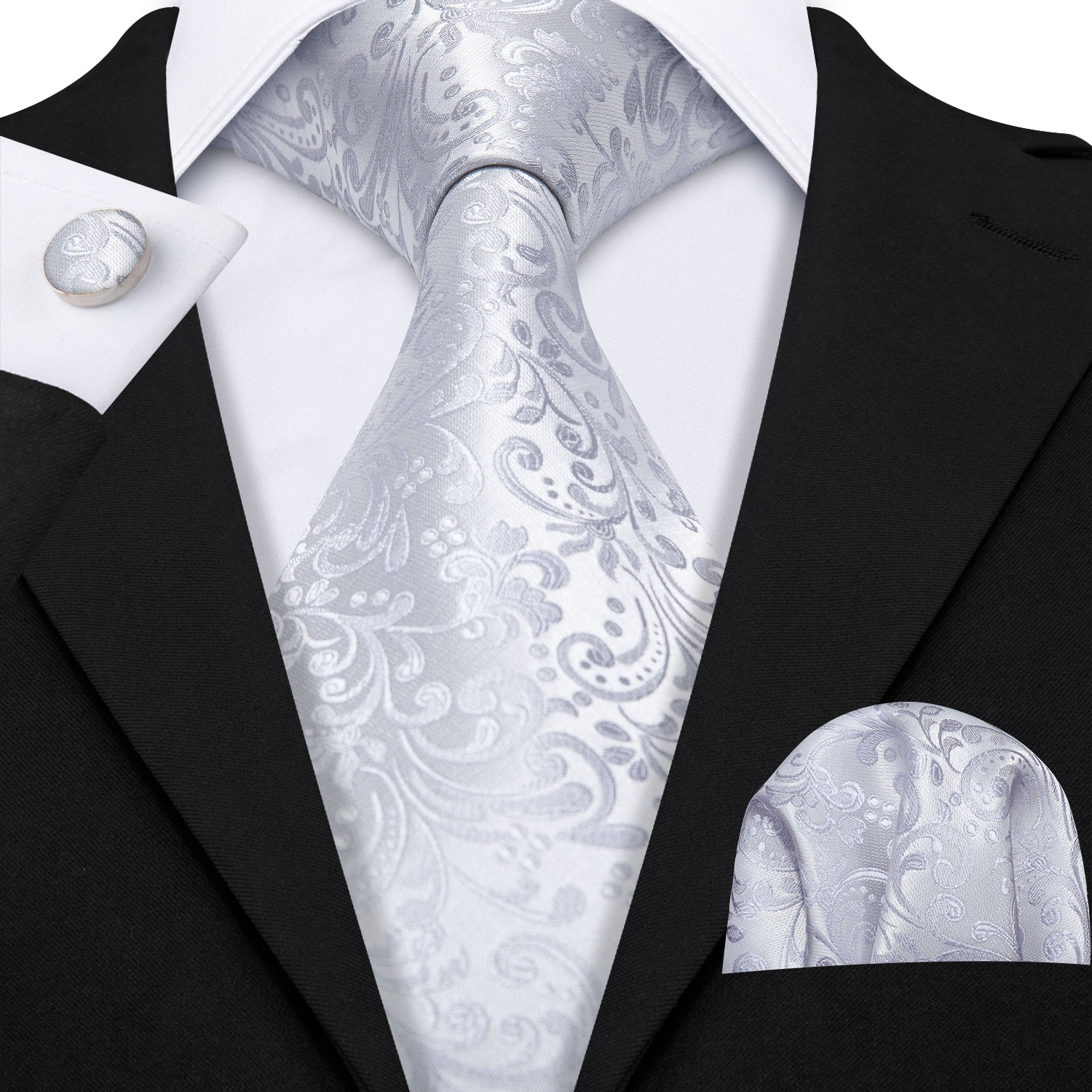 Beyaz Gümüş Kayısı Kravatlar E - Cufflinks Silver Set incelemesi ve fiyatı